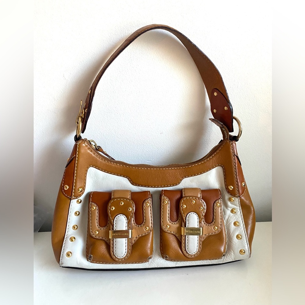 Michael Kors Brown and Off White Leather Handbag